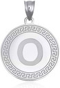 .925 Sterling Silver Letter "A-Z" Initial Greek Key Medallion Pendant Necklace