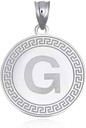 .925 Sterling Silver Letter "A-Z" Initial Greek Key Medallion Pendant Necklace