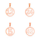 Rose Gold Personalized Jersey Number Sports Circle Pendant