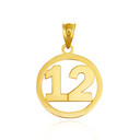Gold Personalized Jersey Number 12 Sports Circle Pendant