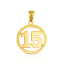 Gold Personalized Jersey Number 15 Sports Circle Pendant