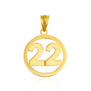 Gold Personalized Jersey Number 22 Sports Circle Pendant