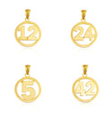 Gold Personalized Jersey Number Sports Circle Pendant Necklace
