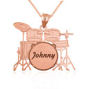 Rose Gold Engravable Music Drum Set Pendant Necklace