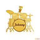 Gold Engravable Music Drum Set Pendant