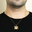 Gold Engravable Music Drum Set Pendant Necklace on male model