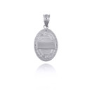 White Gold Saint Therese Oval Victorian Medallion Pendant  back side