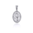 White Gold Saint John Oval Victorian Medallion Pendant