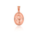 Rose Gold Saint John Oval Victorian Medallion Pendant