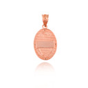 Rose Gold Saint Rita Oval Victorian Medallion Pendant back side