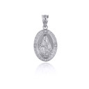 .925 Sterling Silver Saint Rita CZ Oval Victorian Medallion Pendant