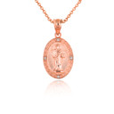 Rose Gold Saint Dominic Oval Victorian Medallion Pendant Necklace