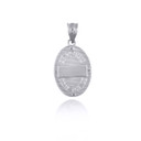 .925 Sterling Silver Saint Dominic CZ Oval Victorian Medallion Pendant