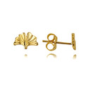 14K Yellow Gold Seashell Beach Stud Earrings