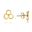 14K Yellow Gold Circle Trinity Stud Earrings