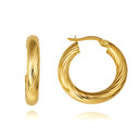 14K Yellow Gold Twisted Hoop Latch Back Earrings