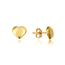 14K Yellow Gold Love Heart Stud Earrings