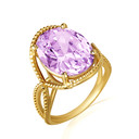 Gold Beaded Oval Alexandrite Gemstone Infinity Ring