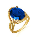 Gold Beaded Oval Sapphire Gemstone Infinity Ring