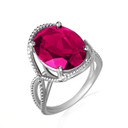 .925 Sterling Silver Beaded Oval Ruby Gemstone Infinity Ring