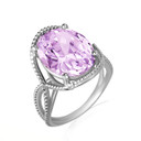 .925 Sterling Silver Beaded Oval Alexandrite Gemstone Infinity Ring