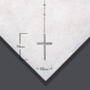 .925 Sterling Silver Dainty Beaded Jesus Christ Cross Crucifix Rosary Necklace with measurements