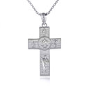 .925 Sterling Silver Patron Saints Beaded Cross Pendant Necklace