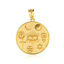 Gold Spiritual Symbols Faith Medallion Pendant