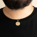 Gold Spiritual Symbols Faith Medallion Pendant Necklace on male model