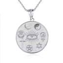 .925 Sterling Silver Spiritual Symbols Faith Medallion Pendant Necklace