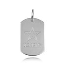 White Gold US Army Logo Dog Tag Pendant Necklace