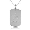 .925 Sterling Silver US Army Logo Dog Tag Pendant Necklace