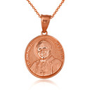 Rose Gold Religious Patron Saint John The Baptist Beaded Medallion Pendant Necklace