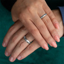 .925 Sterling Silver Irish Celtic Claddagh Heart Wedding Band Ring Set on female model