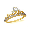 Two Tone CZ Royal Crown 15 Quinceañera Tiara Ring
