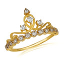 Two Tone CZ Royal Crown Tiara Ring