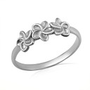 White Gold Hawaiian Flower Plumeria Ring