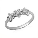 .925 Sterling Silver Hawaiian Flower Plumeria Ring
