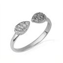 White Gold Twin Pear Diamond Studded Open Ring