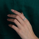 .925 Sterling Silver Studded Heart Ribbed Band Ring on female model