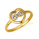 Gold Diamond Studded Infinity Heart Ring