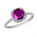 .925 Sterling Silver Personalized Amethyst Birthstone Halo Rope Ring