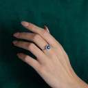 .925 Sterling Silver Personalized Birthstone Halo Rope Ring on female model