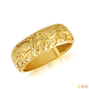 Gold Good Luck Elephants Textured Band Ring