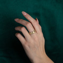 Gold Good Luck Elephants Textured Band Ring on female model