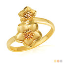 Gold Diamond Cut Hawaiian Plumeria Flower Ring