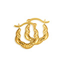 14K Yellow Gold Reversible Textured Twist Hoop Earrings