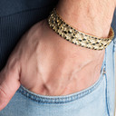 Yellow Gold Nugget Large Bracelet on male model