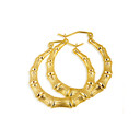 14K Yellow Gold Reversible Bamboo Hoop Earrings