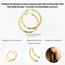 14K Yellow Gold Reversible Twist Tube Hoop Earrings